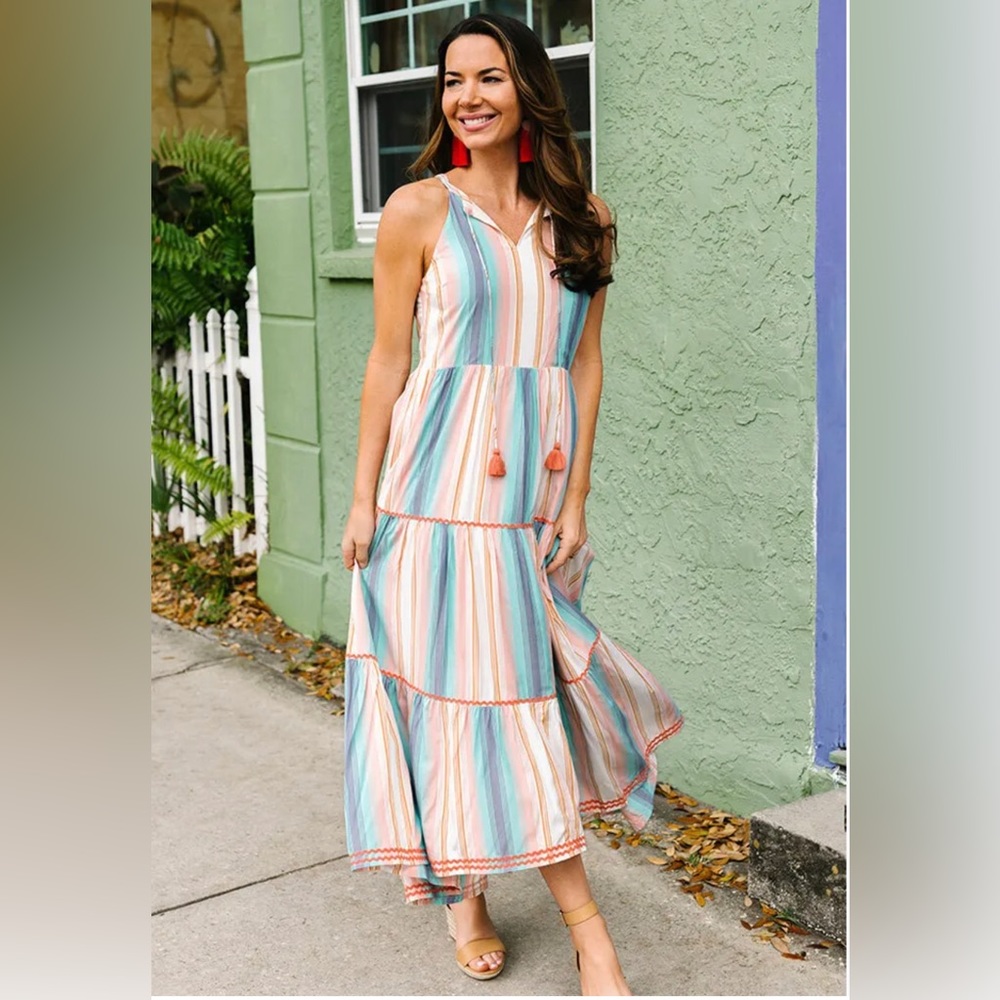 Matilda Jane Multicolor Striped Maxi Dress